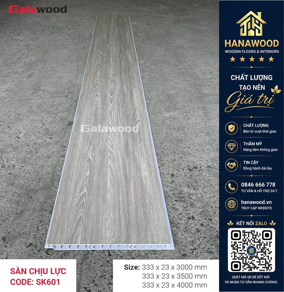 Tấm Sàn Chịu Lực Giả Gỗ Galawood SK601X3M vân gỗ sồi tự nhiên lót gác