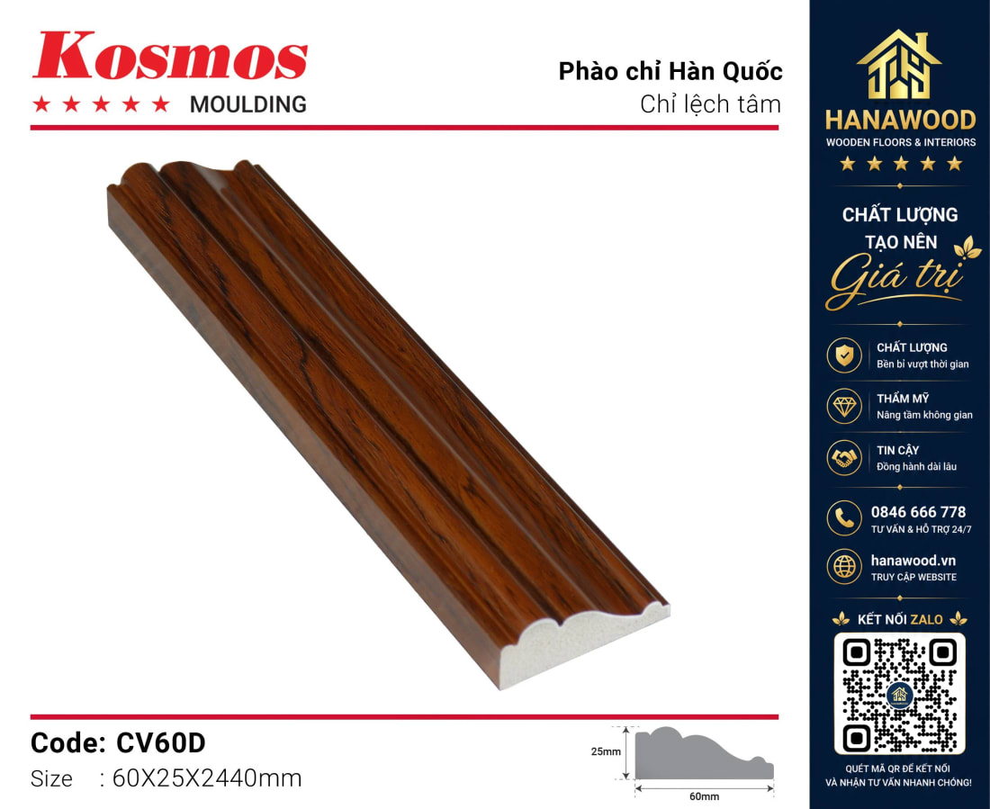 Chỉ Khung Lệch Tâm Kosmos CV60D màu gỗ sẫm tạo đường viền chỉ sang trọng