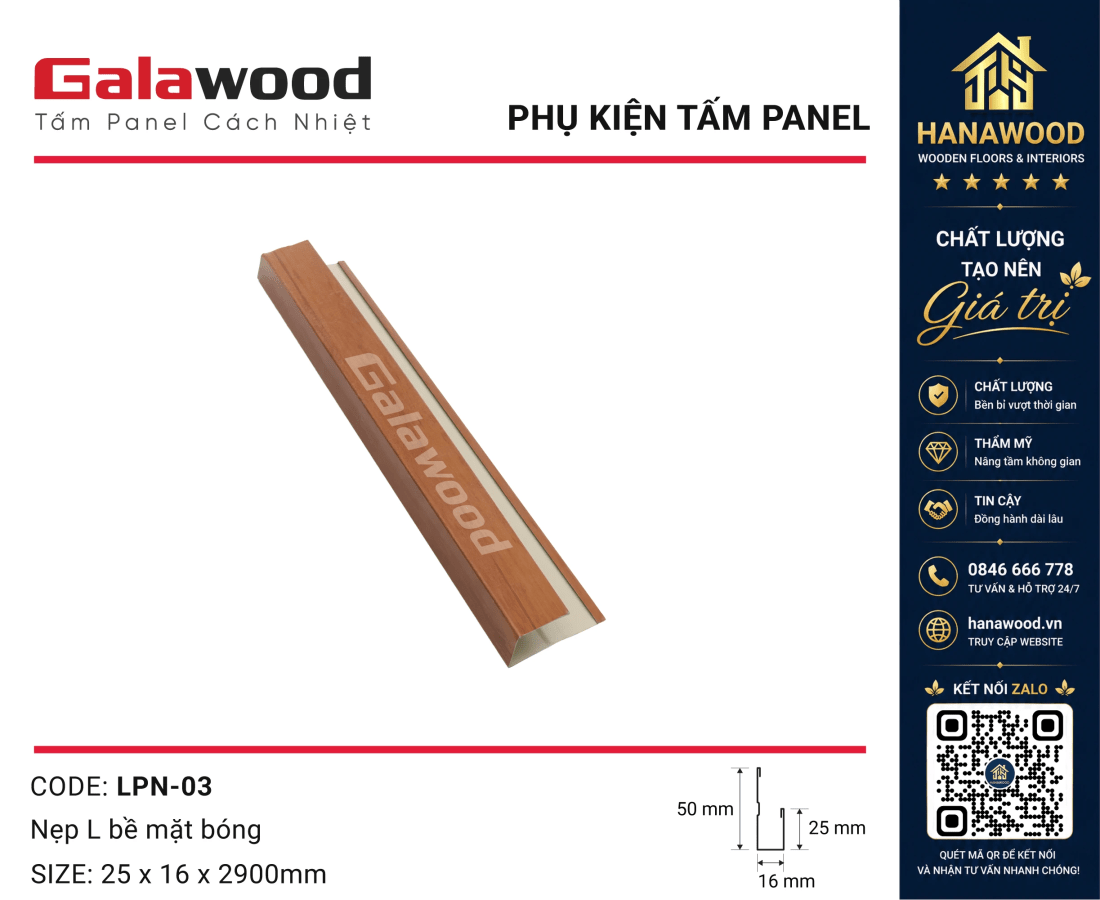 Nẹp Kết Thúc Nối Tấm Panel LPN-03 Màu Cánh Gián phụ kiện viền góc đẹp