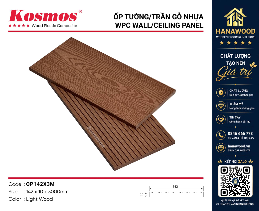 Thanh Lam Đa Năng Làm Bàn Ghế Kosmos OP142X3M Light Wood cấu trúc rỗng tăng khả năng chịu tải