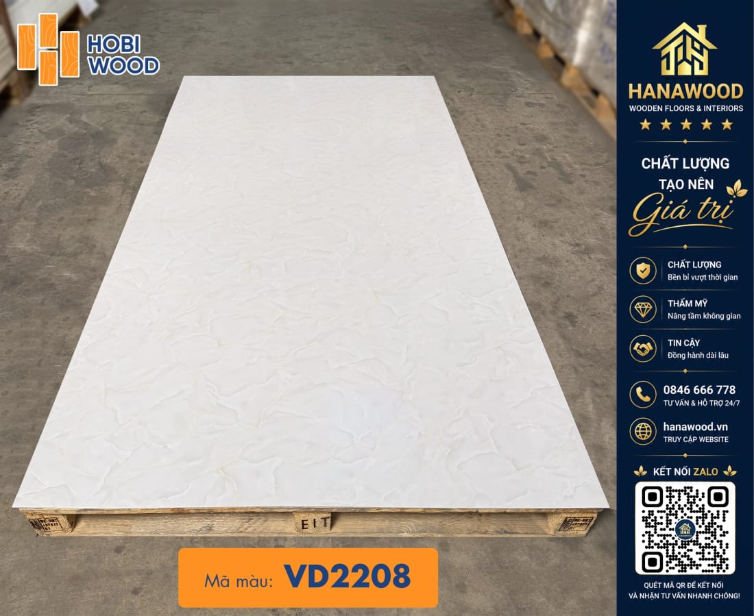 Ốp Tường Nhựa PVC Giả Vân Đá Hobiwood VD2208 đường vân đá tự nhiên sang trọng hiện đại