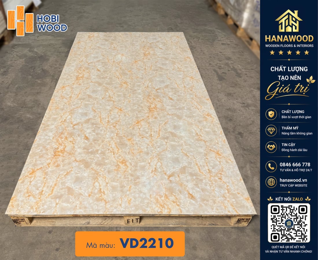 Tấm PVC Nhựa Ốp Tường Giả Đá Hobiwood VD2210 trọng lượng nhẹ thi công nhanh chóng