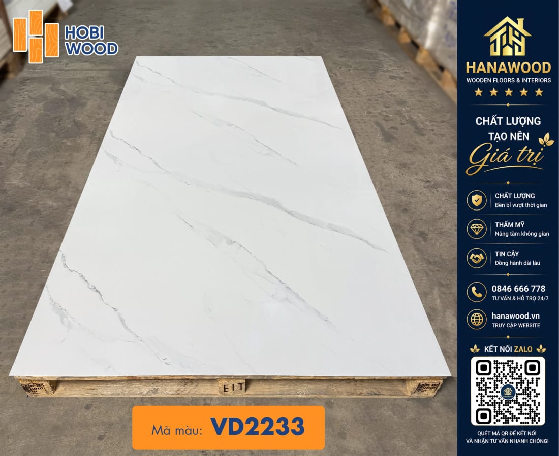 Tấm PVC Nhựa Ốp Tường Giả Đá Hobiwood VD2233 phôi nhựa cứng cáp độ bền lâu dài