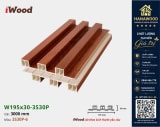 Tấm Nhựa Ốp Tường Lam 3 Sóng Cao Giả Gỗ iWood 3S30P-6 góc nghiêng mảng vách ốp trang trí hiện đại