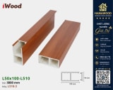 Lam Hộp Gỗ Nhựa Trang Trí Cầu Thang iWood L510-3 chi tiết bề mặt phủ vân gỗ sáng đẹp