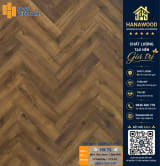 Sàn Nhựa HobiWood Xương Cá 6mm HX72 Vân Gỗ Nâu Đậm cận cảnh bề mặt phủ lớp chống trầy xước