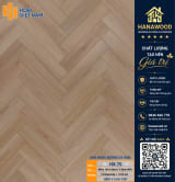 Sàn Nhựa Xương Cá HobiWood 6mm HX75 Vân Gỗ Nâu Vàng góc chụp nghiêng chiếu sáng mảng sàn lát chéo
