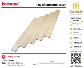 Lót Sàn Gỗ Kosmos KB1881 12mm Bản Nhỏ Vân Gỗ Tự Nhiên