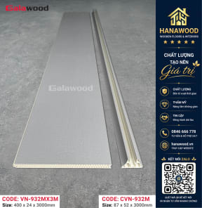 Thanh Chân Vách Ngăn PVC Galawood CVN-932MX3M Vân Vải Xám nhẹ bền dễ lắp đặt