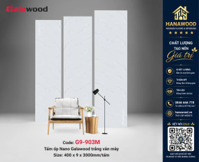 Tấm Ốp Tường Nano Galawood G9-903M Màu Trắng Vân Mây tinh tế bề mặt bóng đẹp