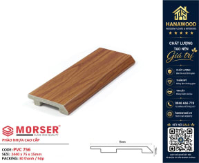 Len Chân Tường Nhựa Giả Gỗ Charmwood PVC756 Cao 75mm độ bền cao không cong vênh mối mọt