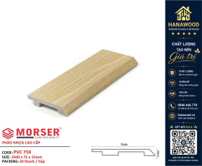Len Chân Tường Nhựa PVC Giả Gỗ Charmwood PVC759 Cao 75mm trọng lượng nhẹ thi công dễ dàng