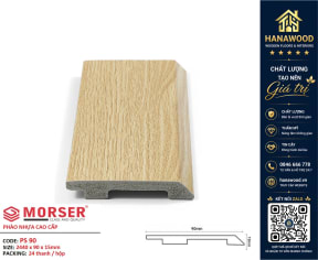 Len Chân Tường Nhựa PVC Giả Gỗ Charmwood PS90 Cao 90mm chống ẩm mốc không cong vênh
