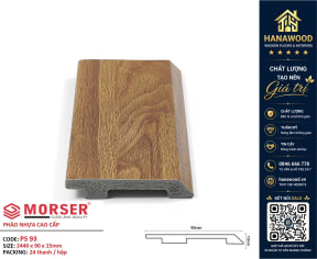 Len Chân Tường Nhựa PVC Giả Gỗ Charmwood PS93 Cao 90mm độ bền cao chịu lực va đập tốt