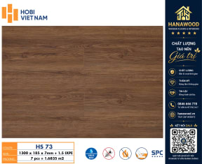 Sàn Nhựa Giả Gỗ Hèm Khoá Hobiwood HS73 Dày 7mm tone màu ấm cúng cách âm cách nhiệt tốt