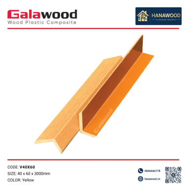 Nẹp Góc V Gỗ Nhựa Ngoài Trời Galawood V40X60 Yellow - Hanawood TP.HCM