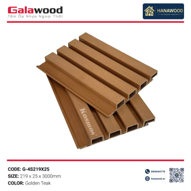 Lam 4 Sóng Gỗ Nhựa Phủ ASA Galawood G-4S219X25 Golden Teak - Hanawood TP.HCM