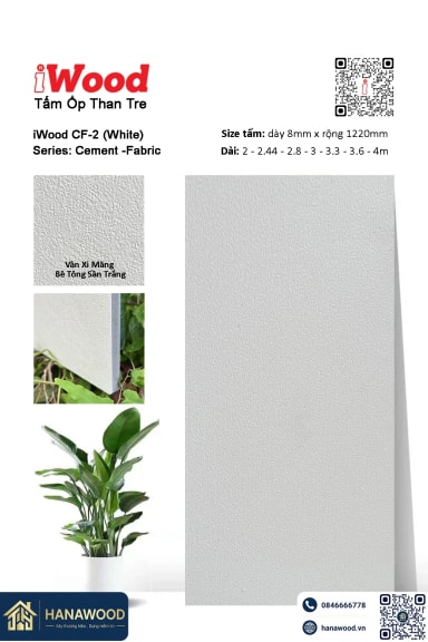 Tấm Ốp Than Tre Giả Vân Xi Măng Bê Tông iWood CF-2 - Hanawood TP.HCM