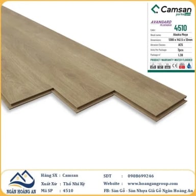 Sàn Gỗ Công Nghiệp Camsan Hèm V 4510 12mm - Hanawood