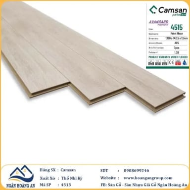 Sàn Gỗ Công Nghiệp Camsan Hèm V 4515 12mm - Hanawood