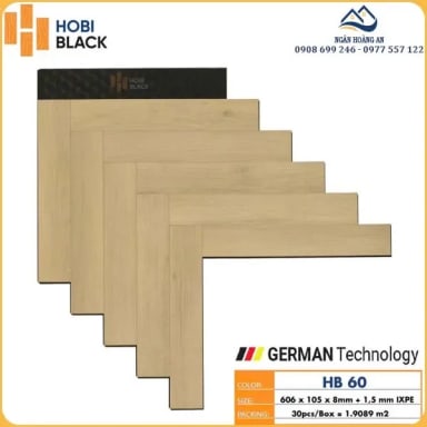 Sàn Gỗ Công Nghiệp Hobi Black Xương Cá Cốt Đen HB 60 - Hanawood