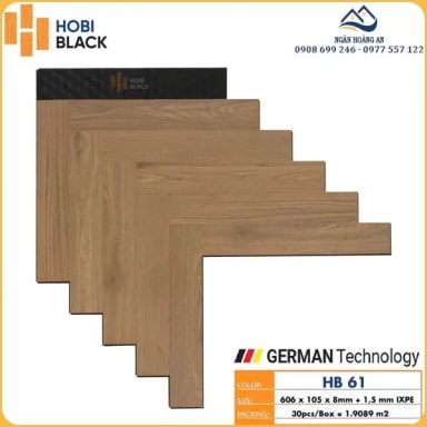 Sàn Gỗ Công Nghiệp Hobi Black Xương Cá Cốt Đen HB 61 - Hanawood