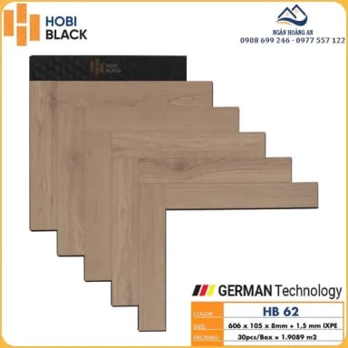 Sàn Gỗ Công Nghiệp Hobi Black Xương Cá Cốt Đen HB 62 - Hanawood