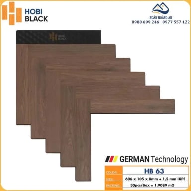 Sàn Gỗ Công Nghiệp Hobi Black Xương Cá Cốt Đen HB 63 - Hanawood