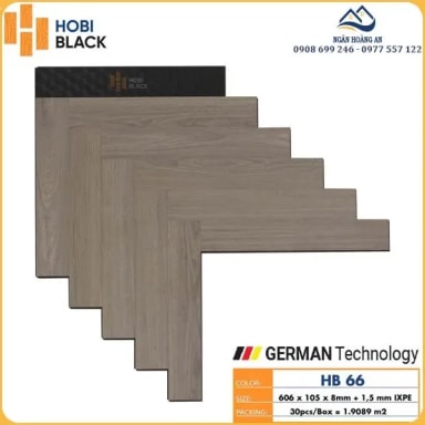 Sàn Gỗ Công Nghiệp Hobi Black Xương Cá Cốt Đen HB 66 - Hanawood