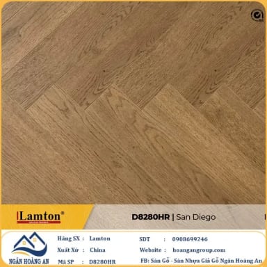 Sàn Gỗ Công Nghiệp Lamton Xương Cá D8280HR 12mm - Hanawood