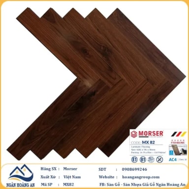 Sàn Gỗ Công Nghiệp Morser Xương Cá Cốt Xanh 8mm MX 82 - Hanawood
