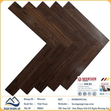 Sàn Gỗ Công Nghiệp Morser Xương Cá Cốt Xanh 8mm MX 83 - Hanawood