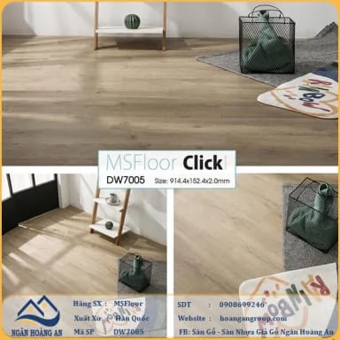 Sàn Nhựa Giả Gỗ Dán Keo MsFloor DW7005 - Hanawood