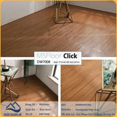 Sàn Nhựa Giả Gỗ Dán Keo MsFloor DW7008 - Hanawood