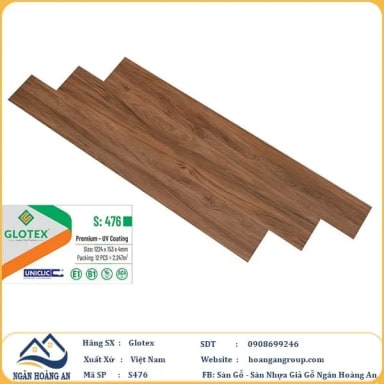Sàn Nhựa Giả Gỗ Hèm Khóa  4mm Glotex 476 - Hanawood