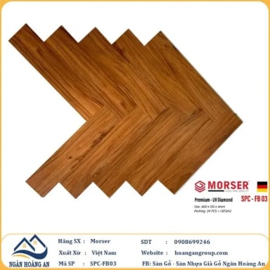 Sàn Nhựa Giả Gỗ Hèm Khóa Morser Xương Cá 4mm FB03 - Hanawood