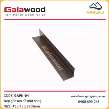 Nẹp Góc Trong cho Panel cách nhiệt màu Nâu Walnut 45 x 45 x 2900mm - Hanawood