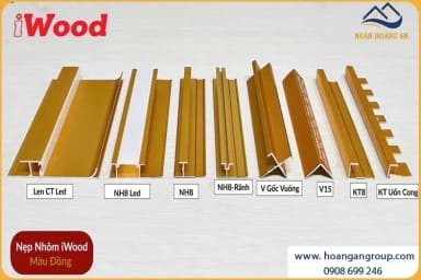 Phụ Kiện Nẹp Nhôm Tấm Ốp Than Tre iWood Màu Vàng Đồng