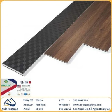 Sàn Nhựa Hèm Khóa Giả Gỗ Glotex Có Đế Cao Su US110 - Hanawood