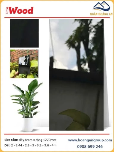 Tấm Ốp Đa Năng Than Tre iWood Film Tráng Gương Đen