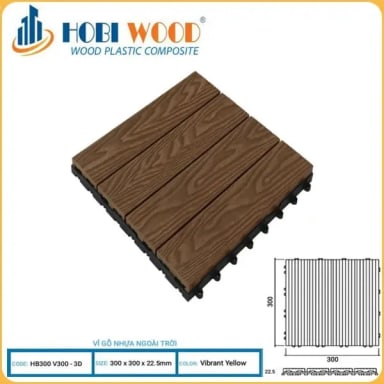 Vỉ Gỗ Nhựa Ngoài Trời Hobi Wood Vân 3D Vibrant Yellow - Hanawood
