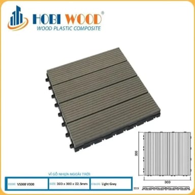 Vỉ Gỗ Nhựa Ngoài Trời Hobi Wood Vân Sọc Light Grey - Hanawood