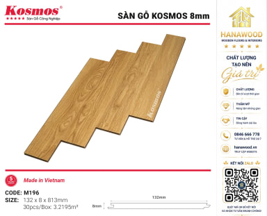 Lót Sàn Gỗ Kosmos M196 8mm Bề Mặt Phủ Lớp Bảo Vệ Bền Màu
