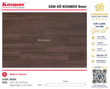 Lót Sàn Gỗ Kosmos M200 8mm Cho Phòng Khách Và Phòng Ngủ