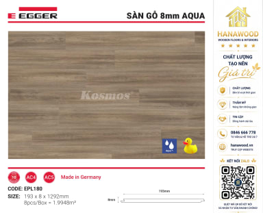 Lót Sàn Gỗ Egger EPL180 8mm vân gỗ sọc nhuyễn châu Âu