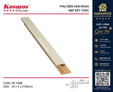 Nẹp Nhựa F Kết Thúc Sàn Nhựa Kosmos F5-1228 5mm màu nâu vàng tự nhiên
