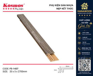Nẹp Nhựa F Kết Thúc Sàn Nhựa Kosmos F5-1437 5mm màu xám khói hiện đại