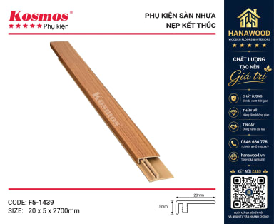 Nẹp Nhựa F Kết Thúc Sàn Nhựa Kosmos F5-1439 5mm màu nâu trầm óc chó