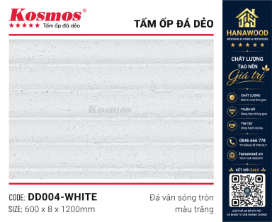 Tấm Ốp Đá Dẻo Kosmos DD004 8mm Vân Sóng Tròn Trắng hiệu ứng 3D độc đáo