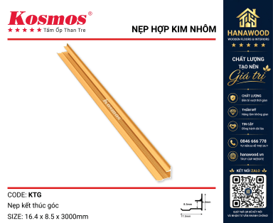 Nẹp Kết Thúc Góc Trong Tấm Ốp Than Tre Kosmos KTG xử lý góc tường thẩm mỹ